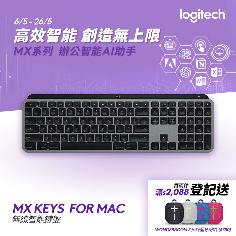 MX KEYS For Mac 高階無線鍵盤 (美式英文)