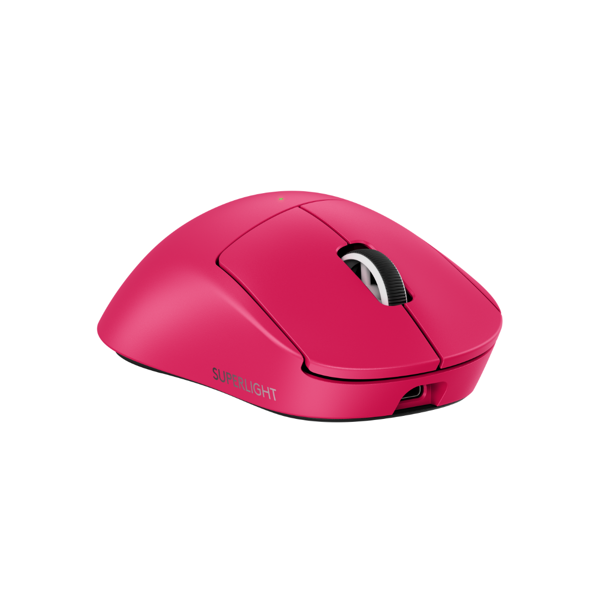 羅技 SUPERLIGHT 2 DEX 桃紅電競滑鼠，展示右手人體工學超輕量外觀。Magenta Logitech G PRO X SUPERLIGHT 2 DEX gaming mouse showcasing ergonomic design.