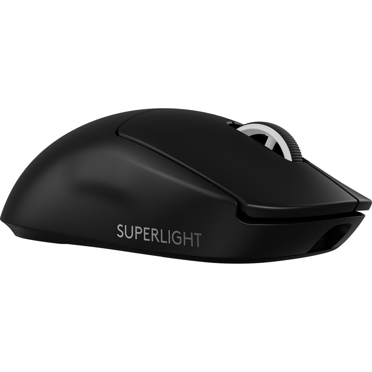 羅技 SUPERLIGHT 2 黑色電競滑鼠側面Side view of black Logitech G PRO X SUPERLIGHT 2 gaming mouse