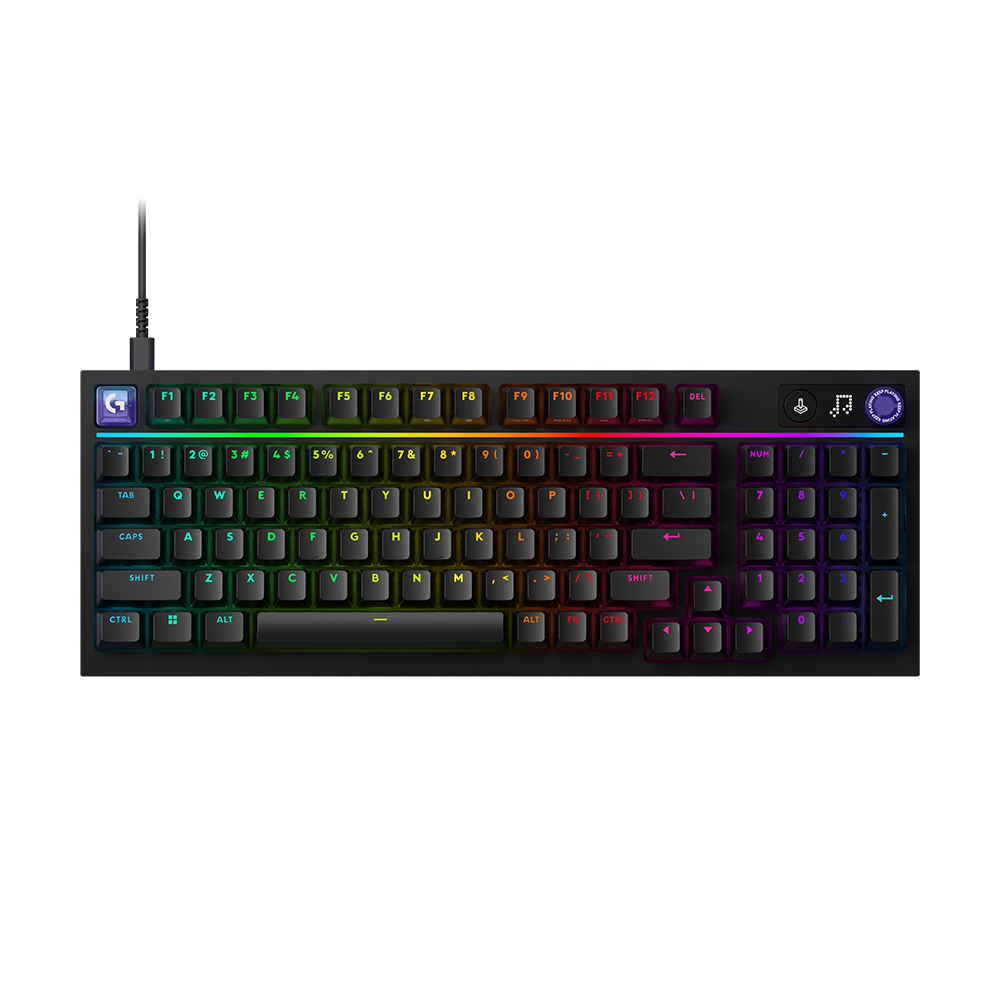 Logitech G316 X 98黑色正面電競鍵盤。Logitech G316 X 98 black front gaming keyboard.