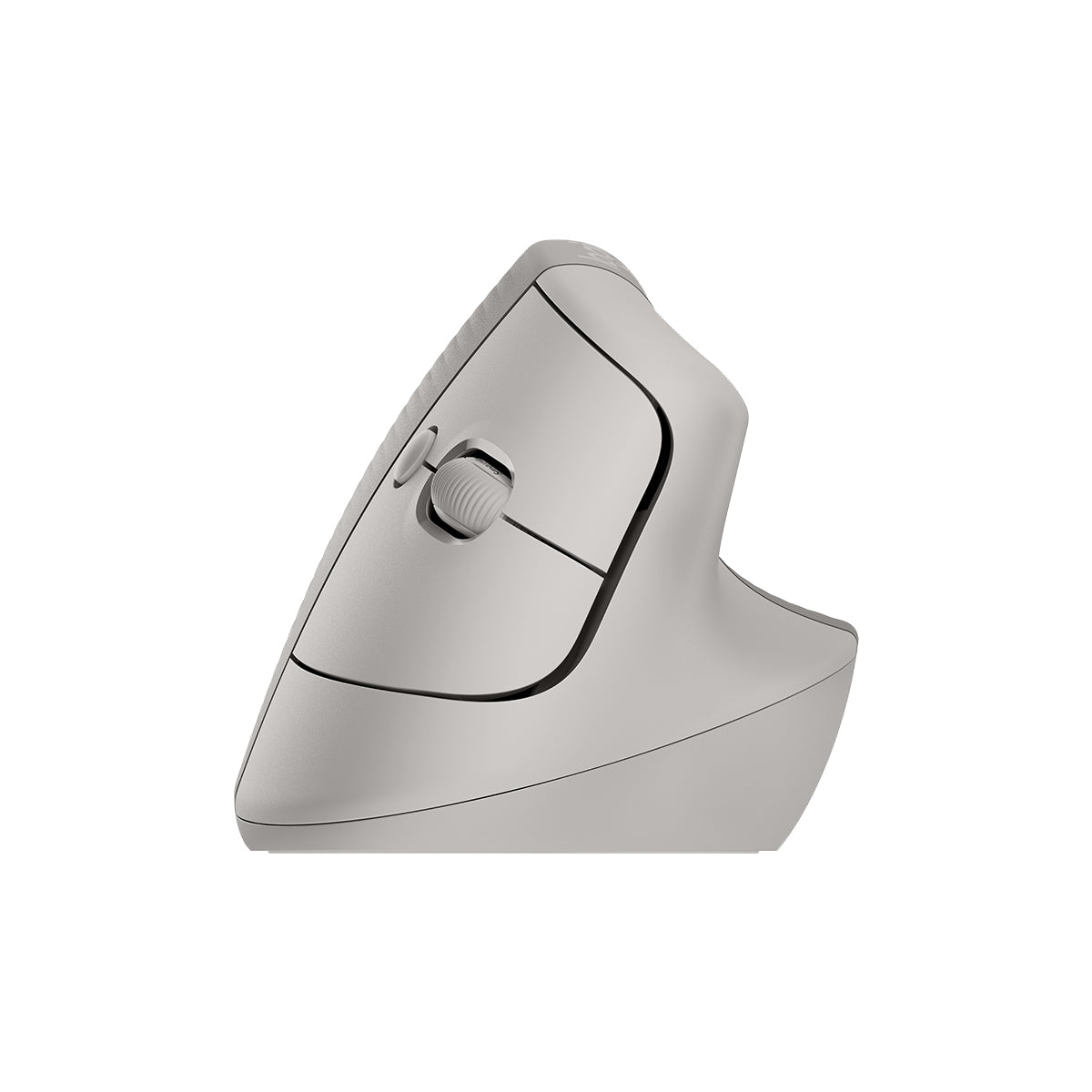 羅技 Lift 沙色垂直滑鼠頂部。Top view of Sand Logitech Lift vertical mouse