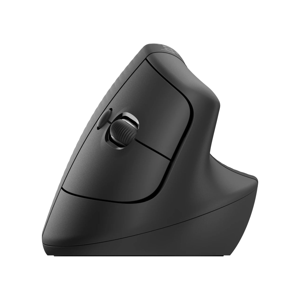 羅技 Lift 石墨灰垂直滑鼠頂部。Top view of Graphite Logitech Lift vertical mouse