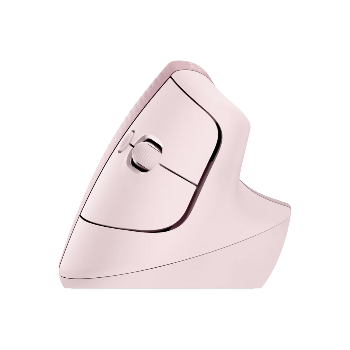 羅技 Lift 玫瑰粉垂直滑鼠頂部。Top view of Rose Logitech Lift vertical mouse